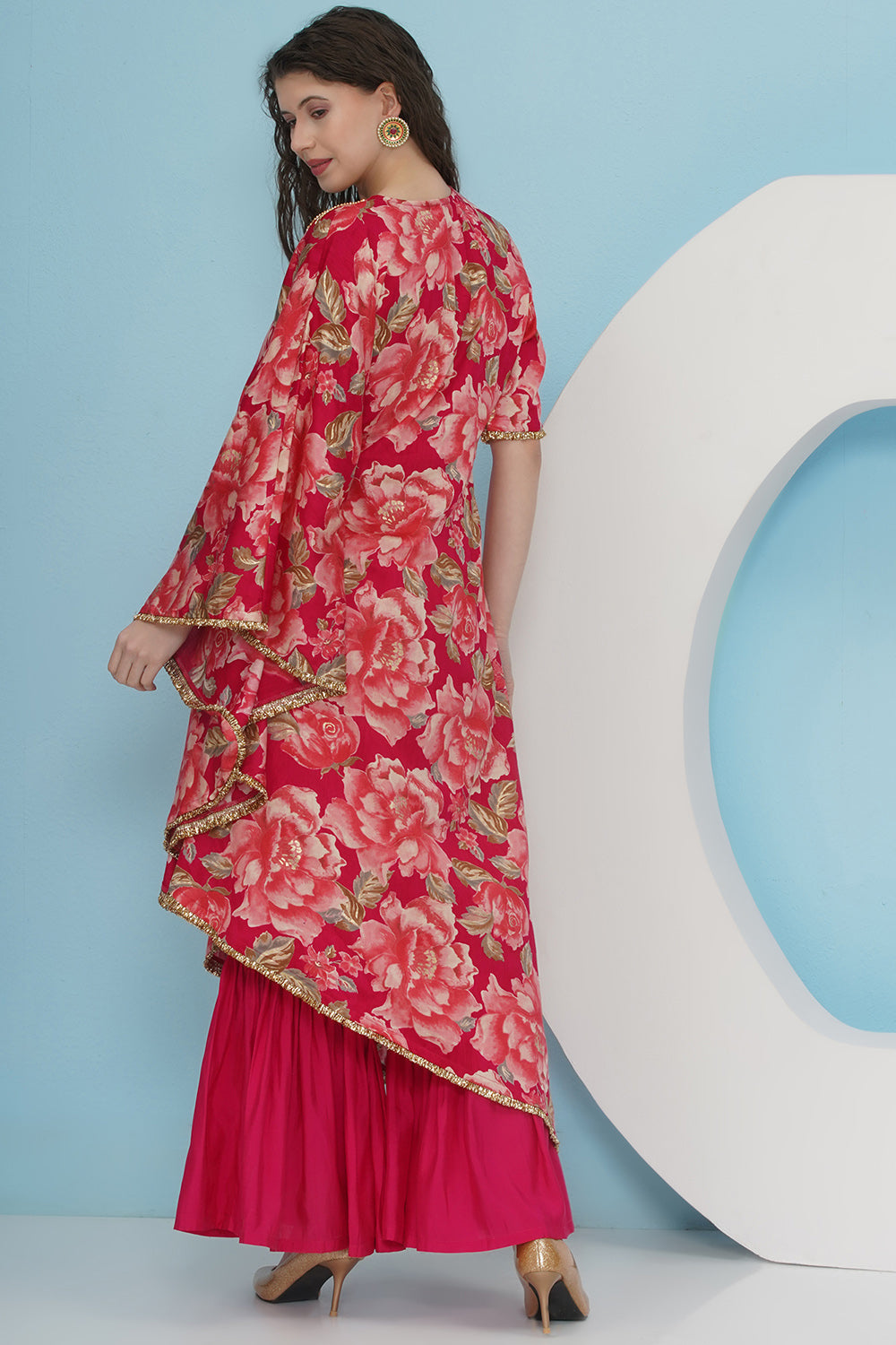 Pink One Side Kaftaan with Sahrara