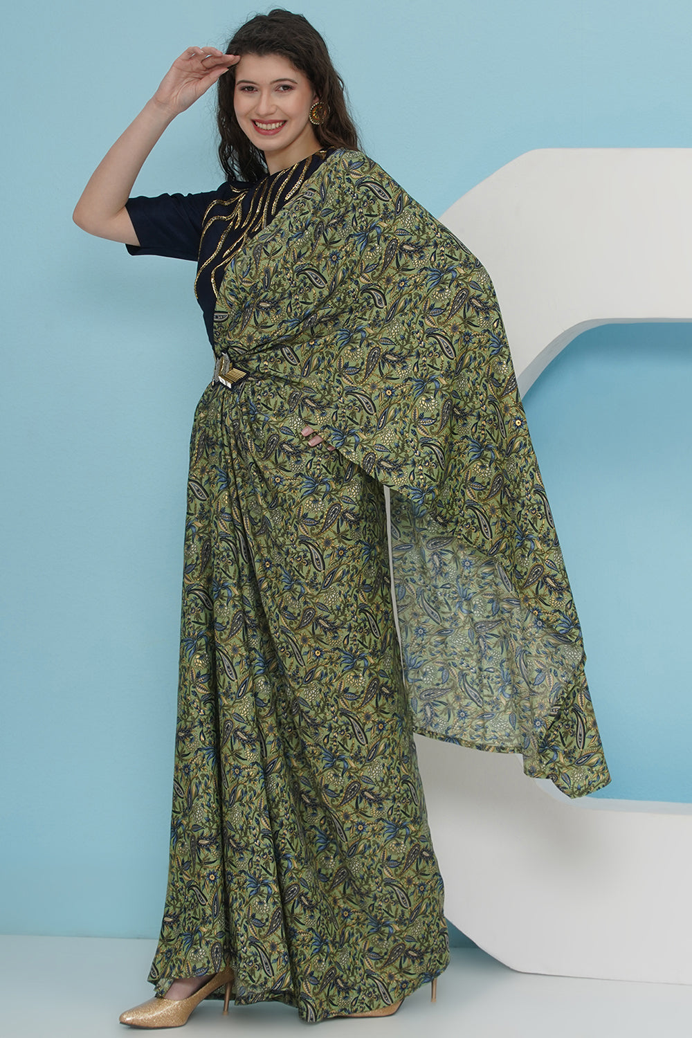 Green Drape Skity with Top